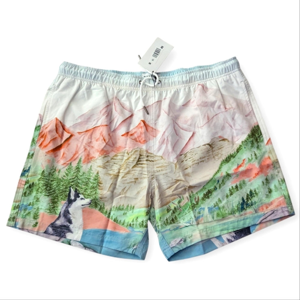 NWT Mavrans Happy Camper  Swimshorts Mens Size XXL